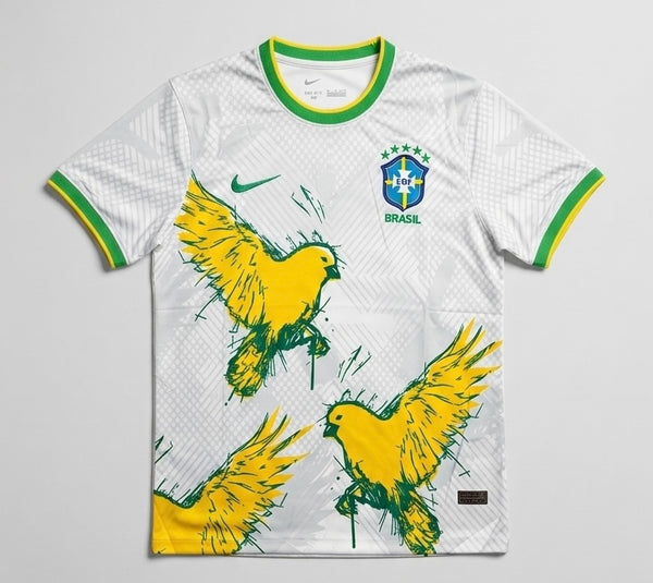 BRÉSIL - MAILLOT CONCEPT OISEAUX BLANC ET JAUNE 2024/2025